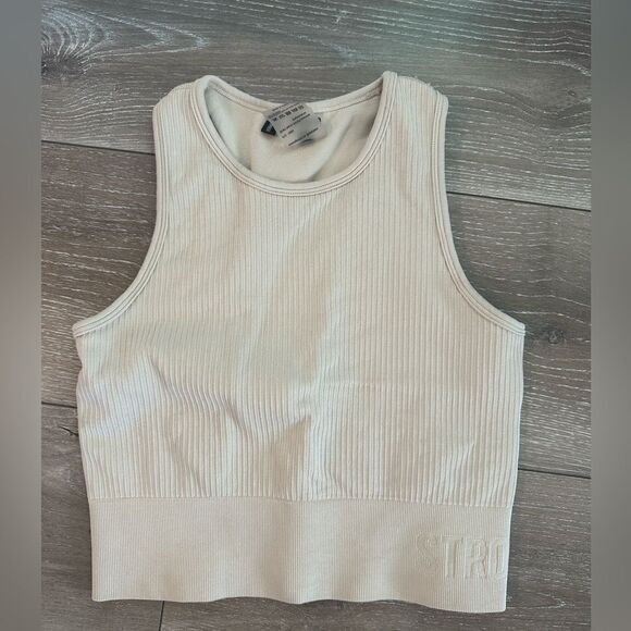 Rib Seamless Spirts Bra Crop Top  | Rainy Day Taupe - Picture 5 of 5
